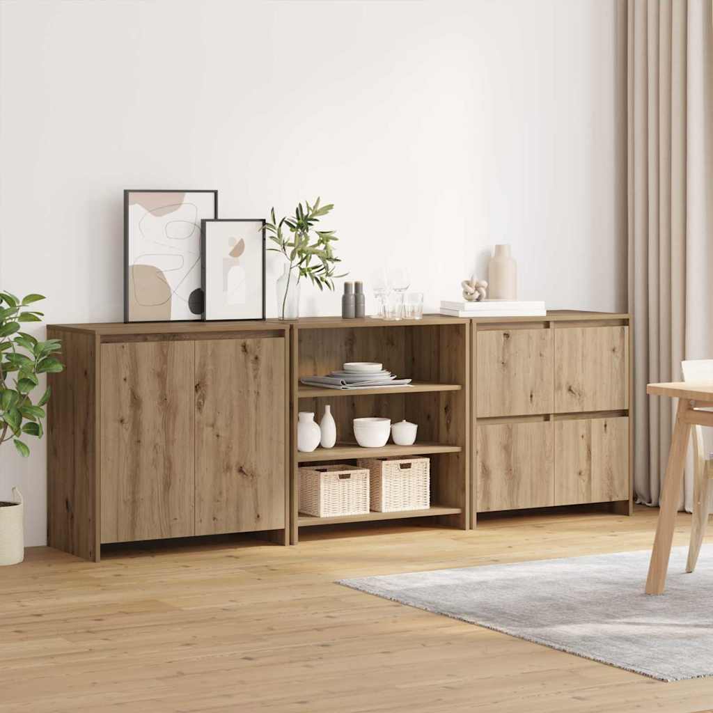 Sideboards 3 pcs Artisan-Eiche 70 x 41 x 75 cm Holzwerkstoff