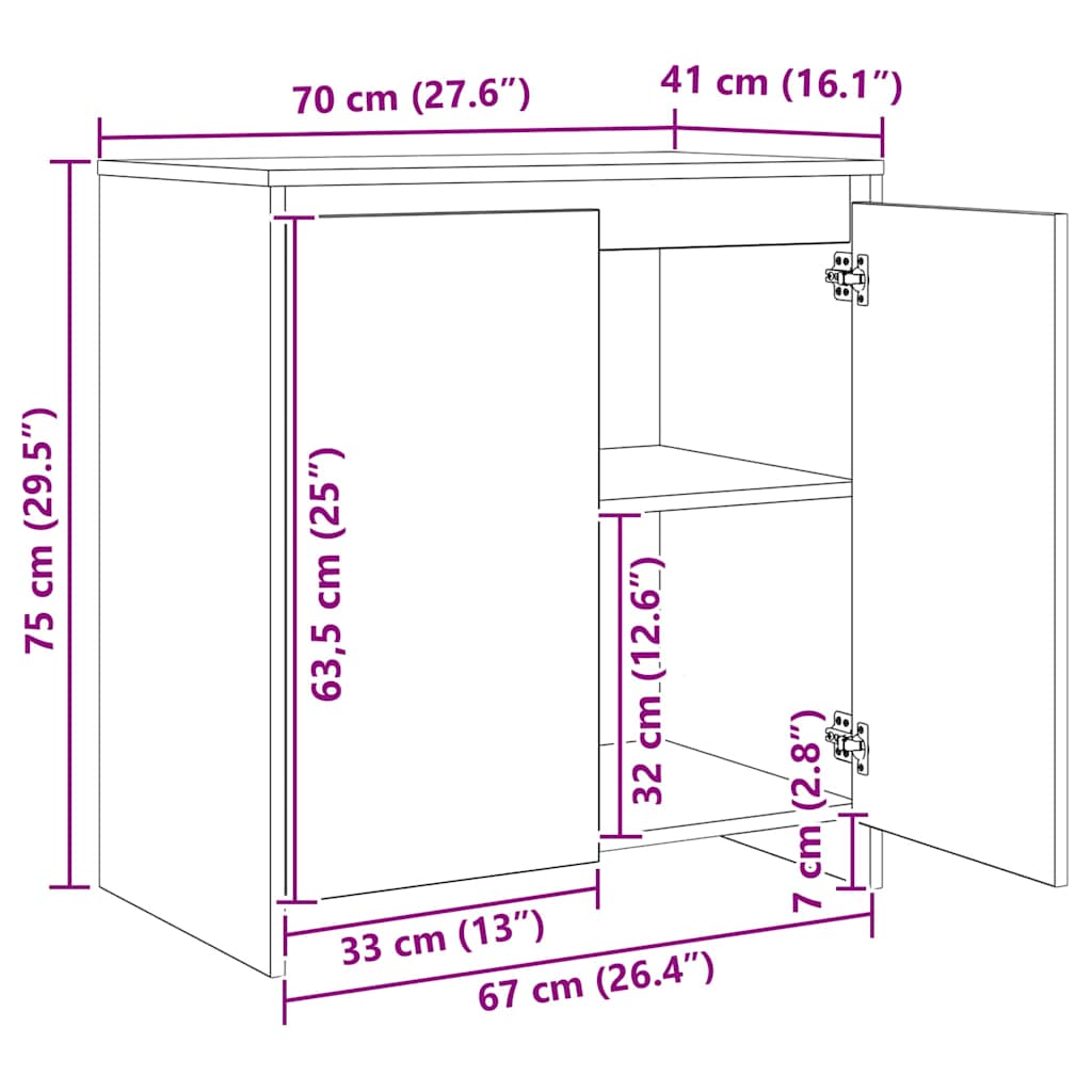 Sideboards 3 pcs Artisan-Eiche 70 x 41 x 75 cm Holzwerkstoff
