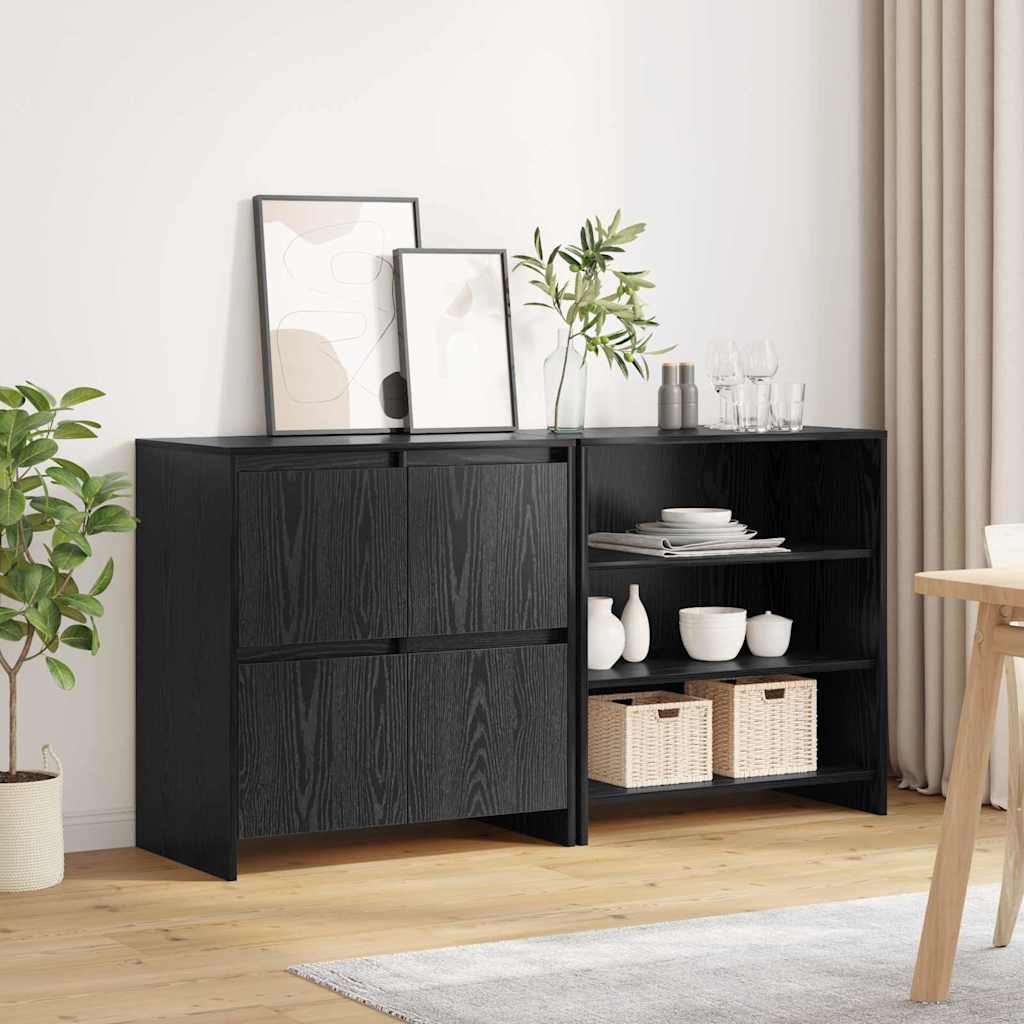 Sideboards 2 pcs Schwarz Eichen-Optik 70 x 41 x 75 cm