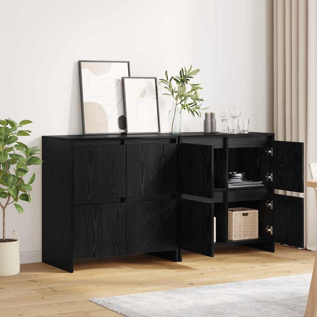 Sideboards 2 pcs Schwarz Eichen-Optik 70 x 41 x 75 cm