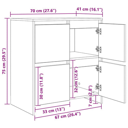 Sideboards 2 pcs Schwarz Eichen-Optik 70 x 41 x 75 cm