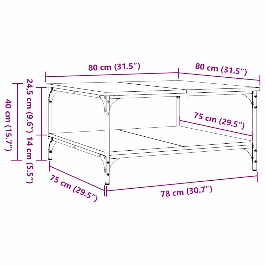 Couchtisch Altholz 80 x 80 x 40 cm Holzwerkstoff