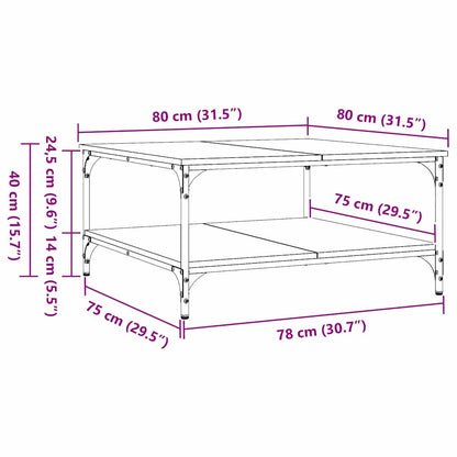 Couchtisch Schwarz Eichen-Optik 80 x 80 x 40 cm Holzwerkstoff