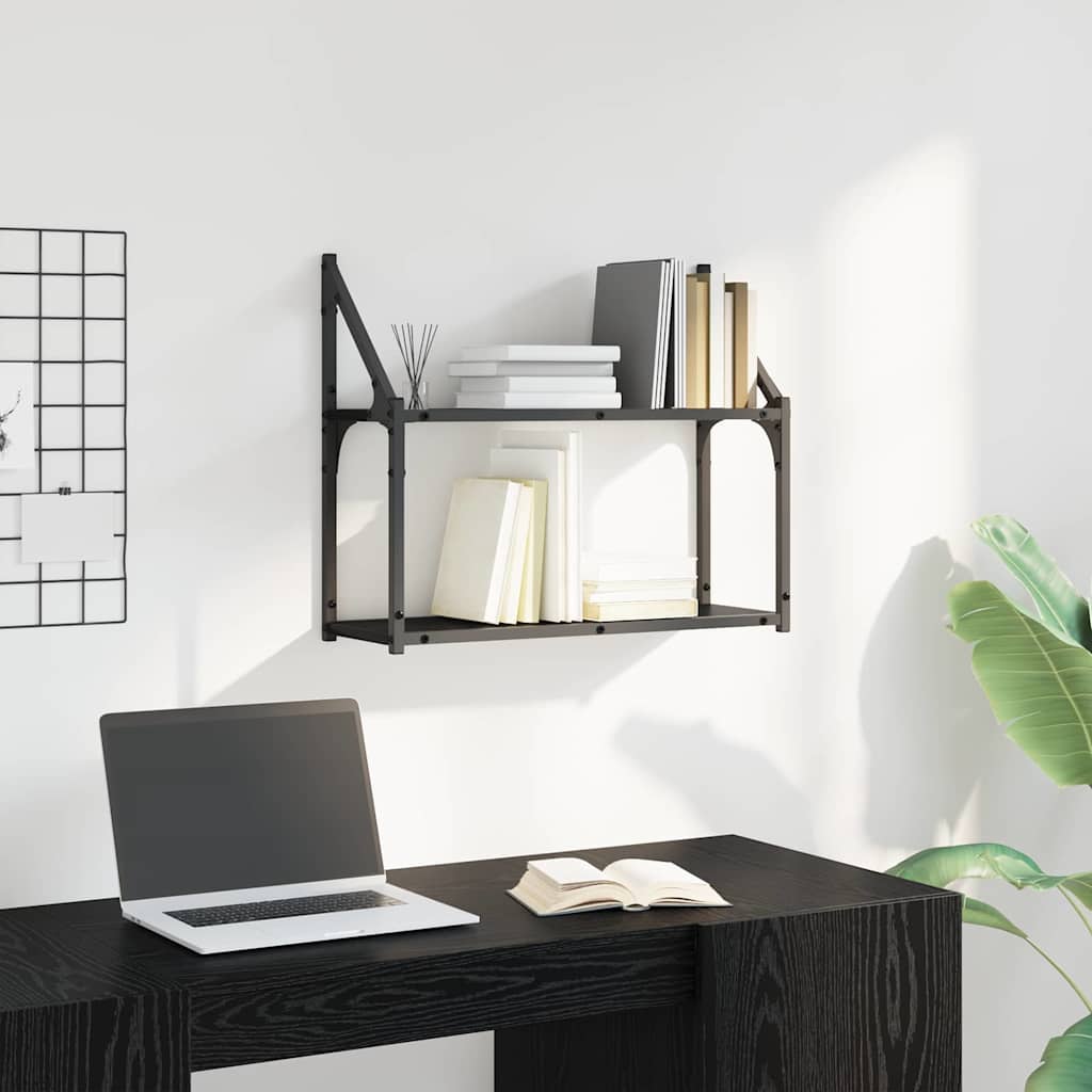 Wandregal Schwarz Eichen-Optik 60 x 21 x 51 cm Holzwerkstoff