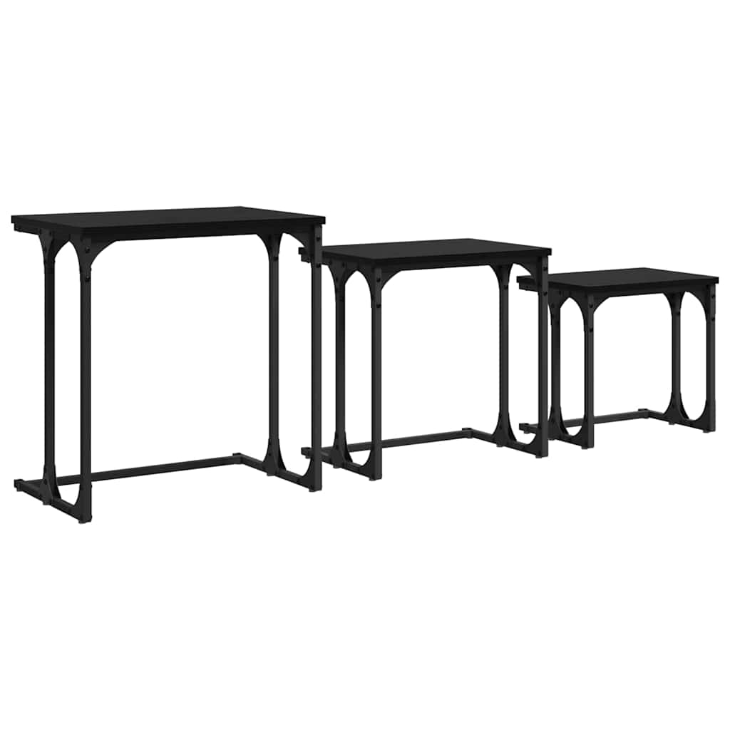 Nesting Couchtisch 3 pcs Schwarz Eichen-Optik 50,5 x 35 x 53 cm