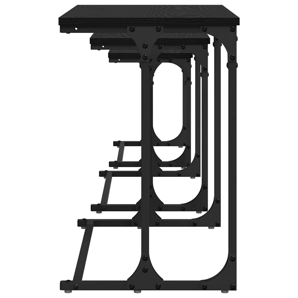 Nesting Couchtisch 3 pcs Schwarz Eichen-Optik 50,5 x 35 x 53 cm