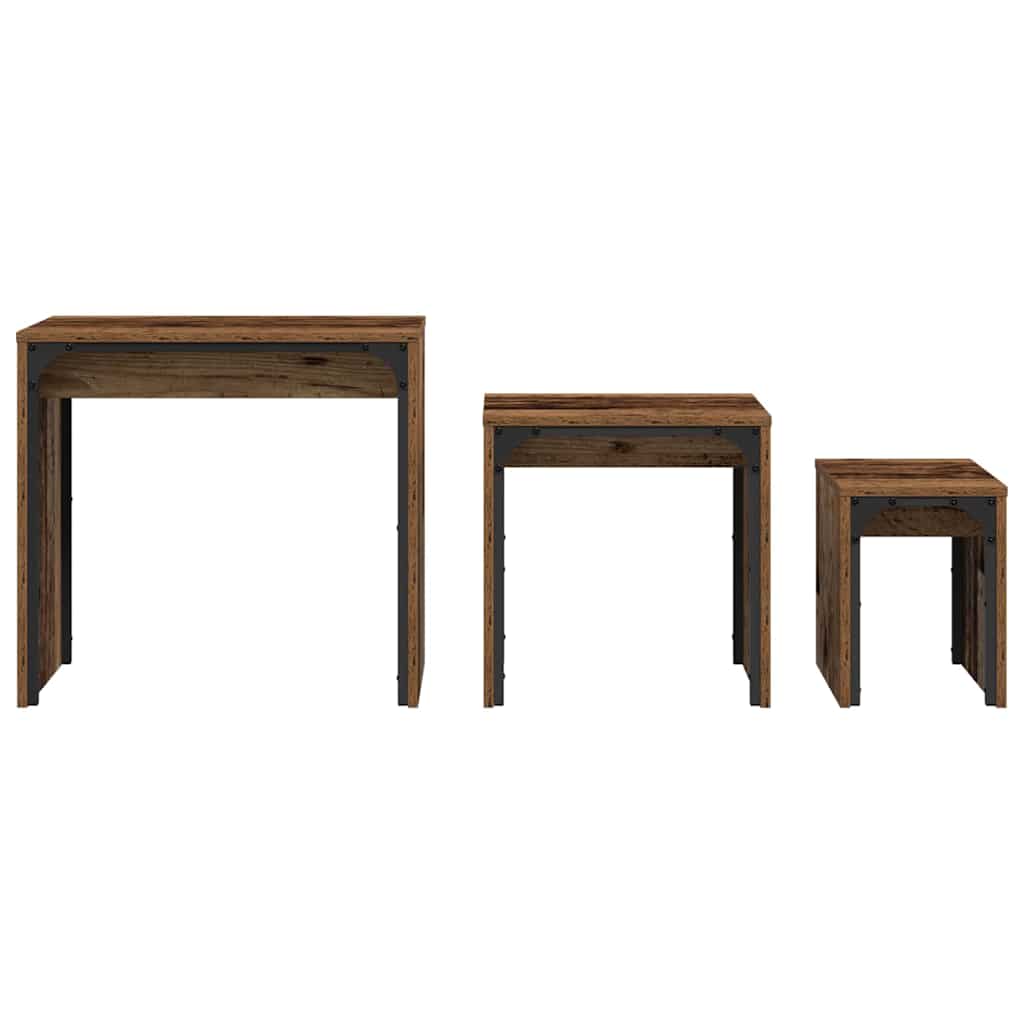 Nesting Couchtisch 3 pcs Altholz 60 x 35 x 56 cm Holzwerkstoff