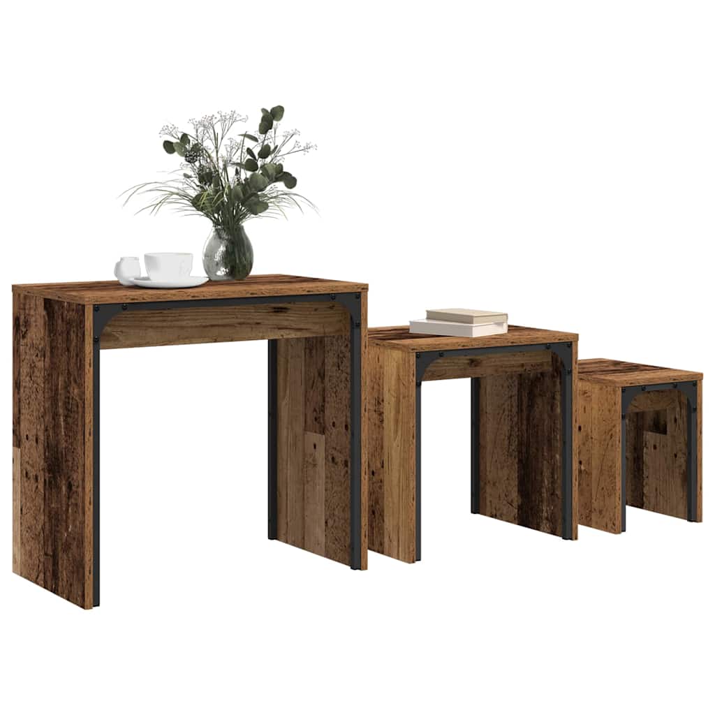 Nesting Couchtisch 3 pcs Altholz 60 x 35 x 56 cm Holzwerkstoff