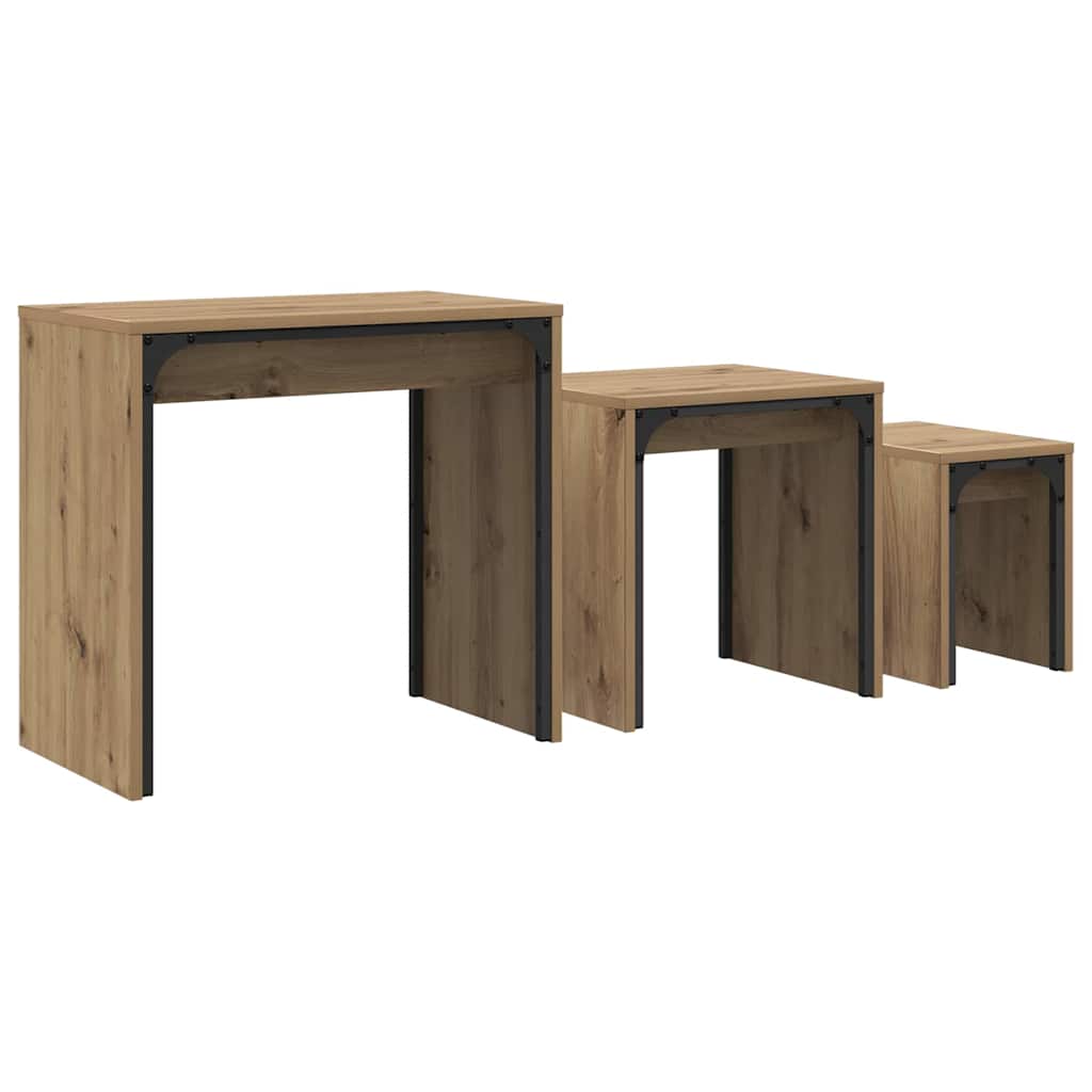 Nesting Couchtisch 3 pcs Artisan-Eiche 60 x 35 x 56 cm