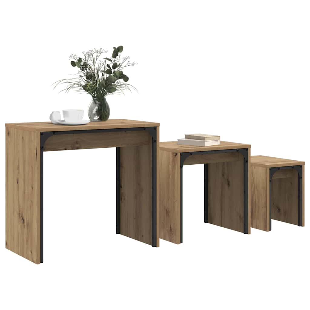 Nesting Couchtisch 3 pcs Artisan-Eiche 60 x 35 x 56 cm