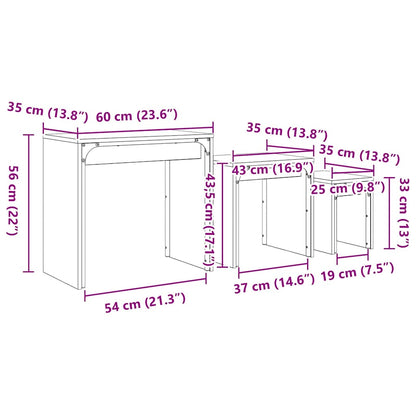 Nesting Couchtisch 3 pcs Artisan-Eiche 60 x 35 x 56 cm