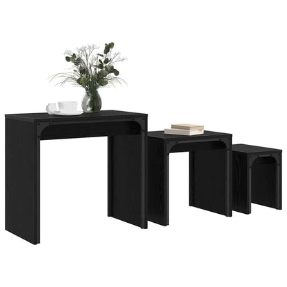 Nesting Couchtisch 3 pcs Schwarz Eichen-Optik 60 x 35 x 56 cm