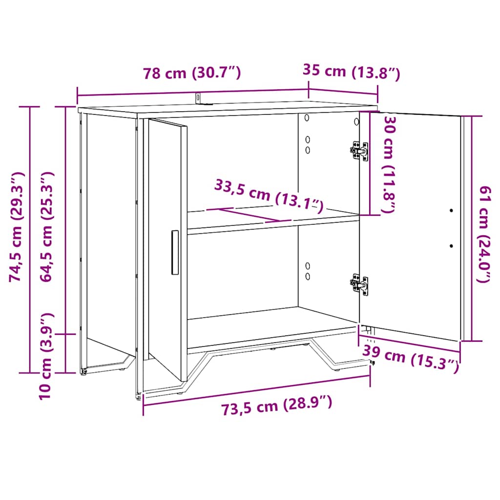 Sideboard Braun 78 x 35.5 x 74.5 cm Holzwerkstoff