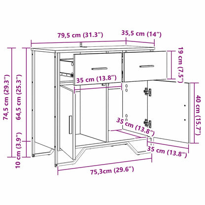 Sideboard Artisan-Eiche 79.5 x 35.5 x 74.5 cm Holzwerkstoff