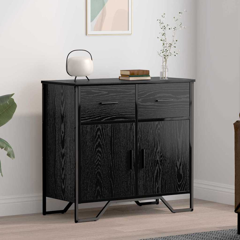 Sideboard Schwarz Eichen-Optik 79.5 x 35.5 x 74.5 cm