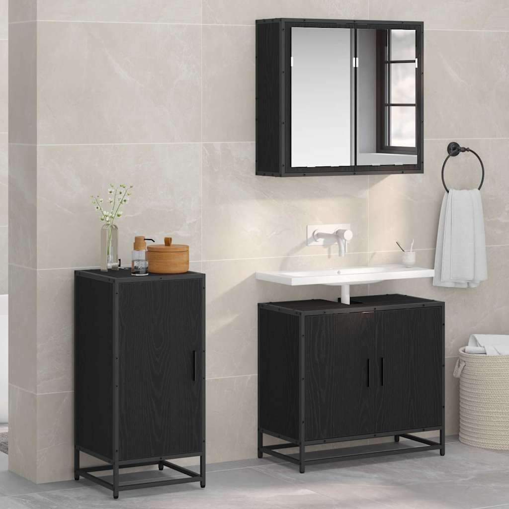 Sideboard Schwarz Eichen-Optik 35 x 35,5 x 76 cm Holzwerkstoff