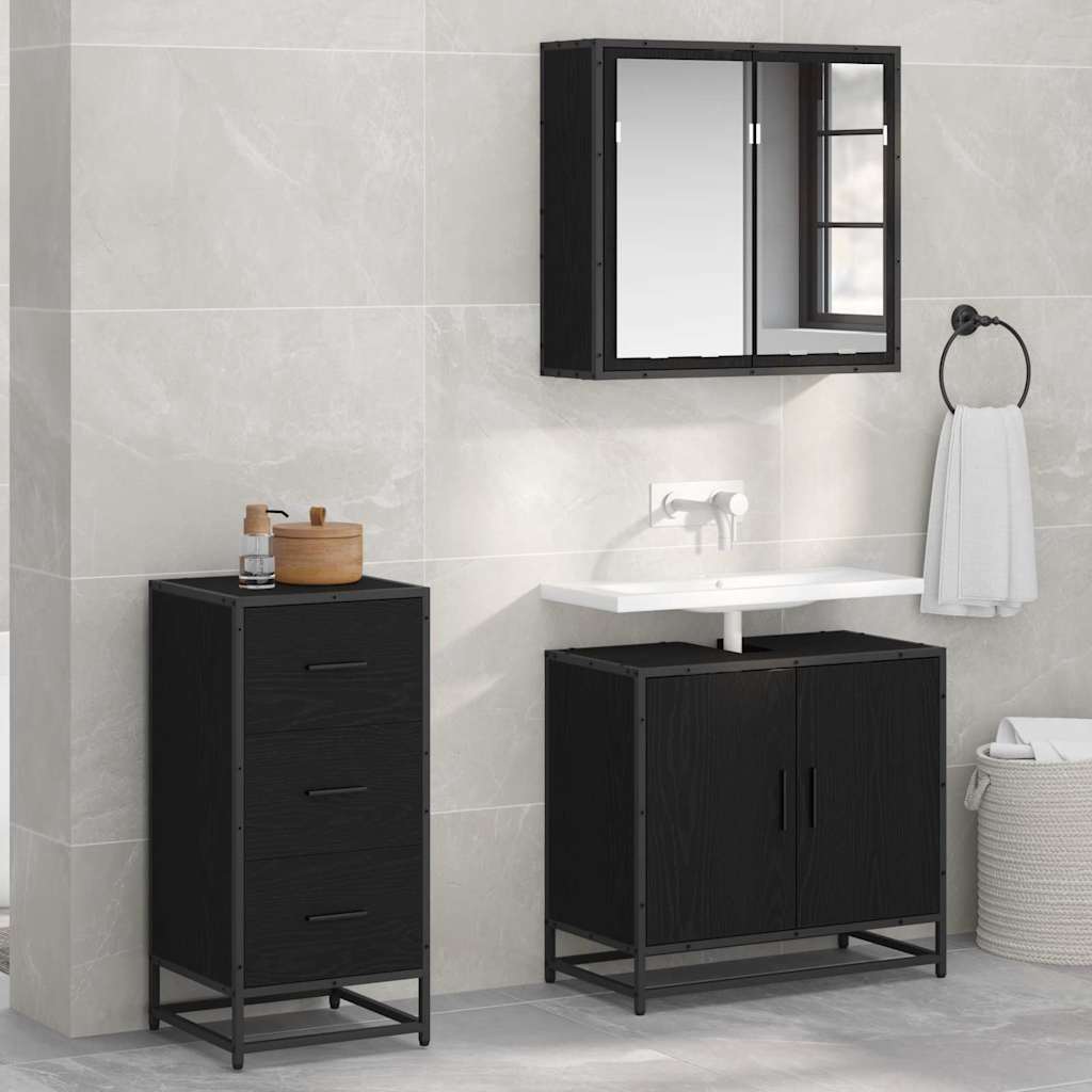 Sideboard Schwarz Eichen-Optik 35,5 x 35 x 76 cm Holzwerkstoff