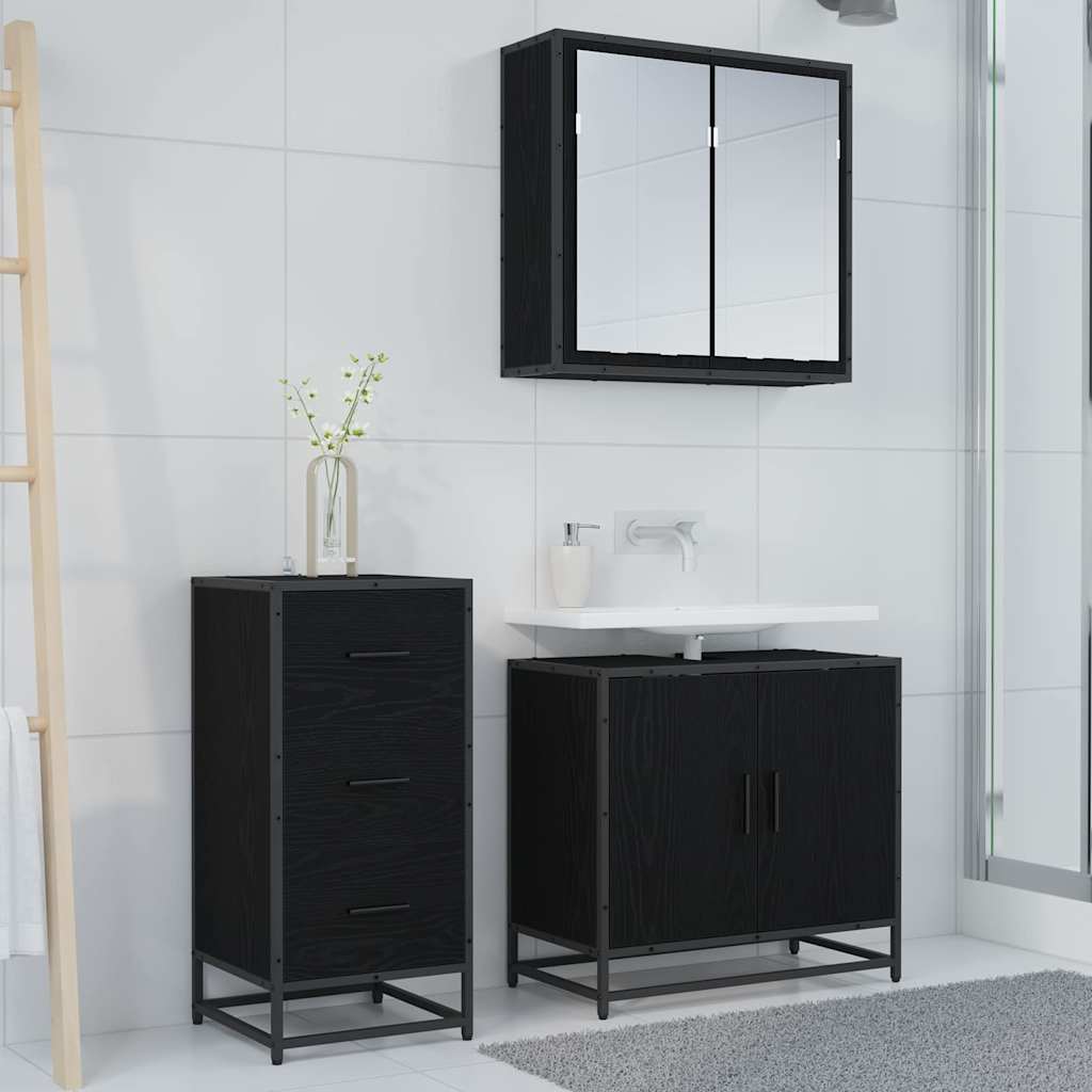 Sideboard Schwarz Eichen-Optik 35,5 x 35 x 76 cm Holzwerkstoff