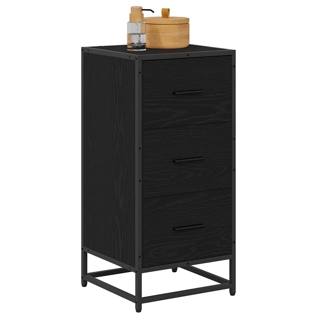 Sideboard Schwarz Eichen-Optik 35,5 x 35 x 76 cm Holzwerkstoff