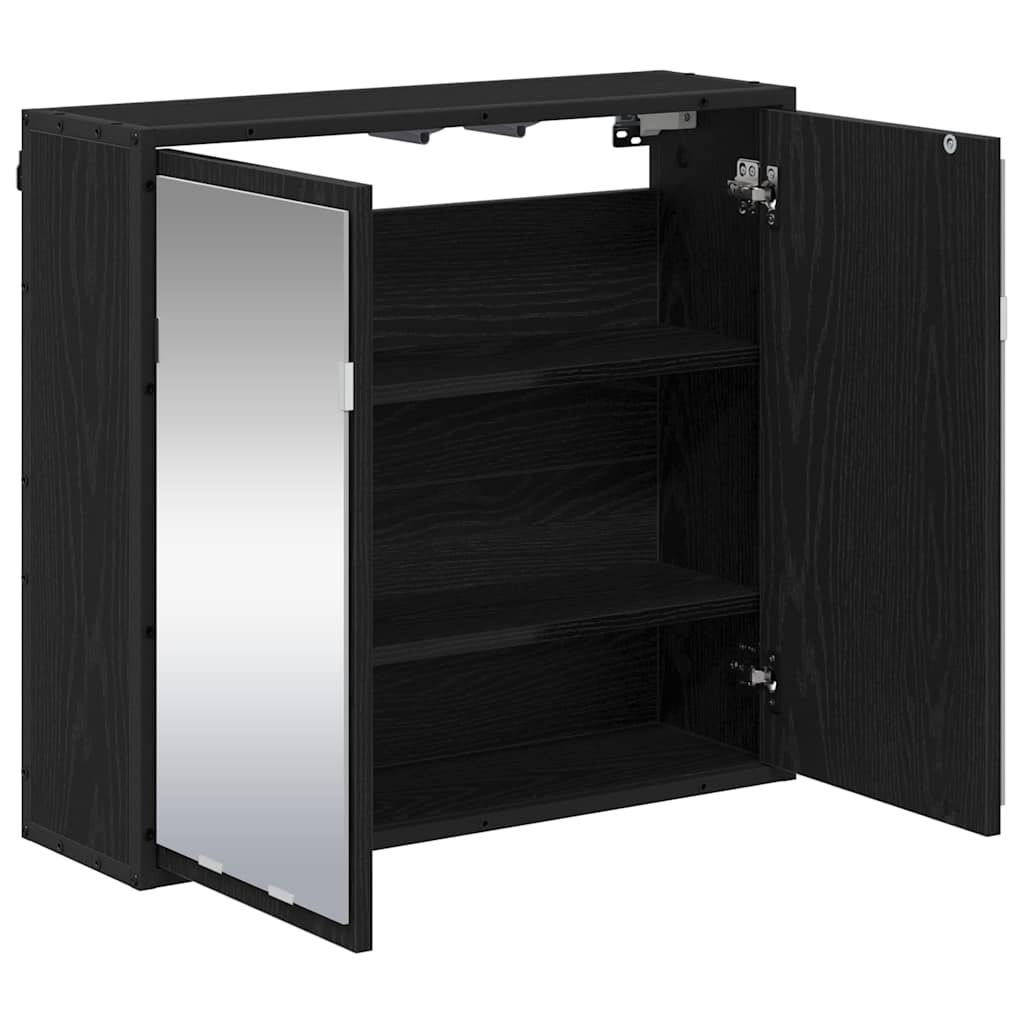 Badezimmer-Spiegelschrank Schwarz Eichen-Optik 65 x 20 x 60 cm