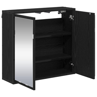 Badezimmer-Spiegelschrank Schwarz Eichen-Optik 65 x 20 x 60 cm