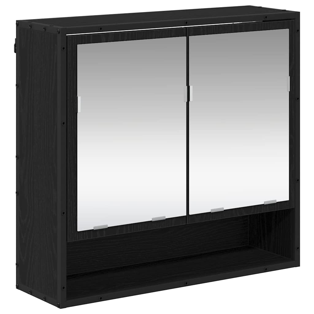 Badezimmer-Spiegelschrank Schwarz Eichen-Optik 65 x 20 x 60 cm