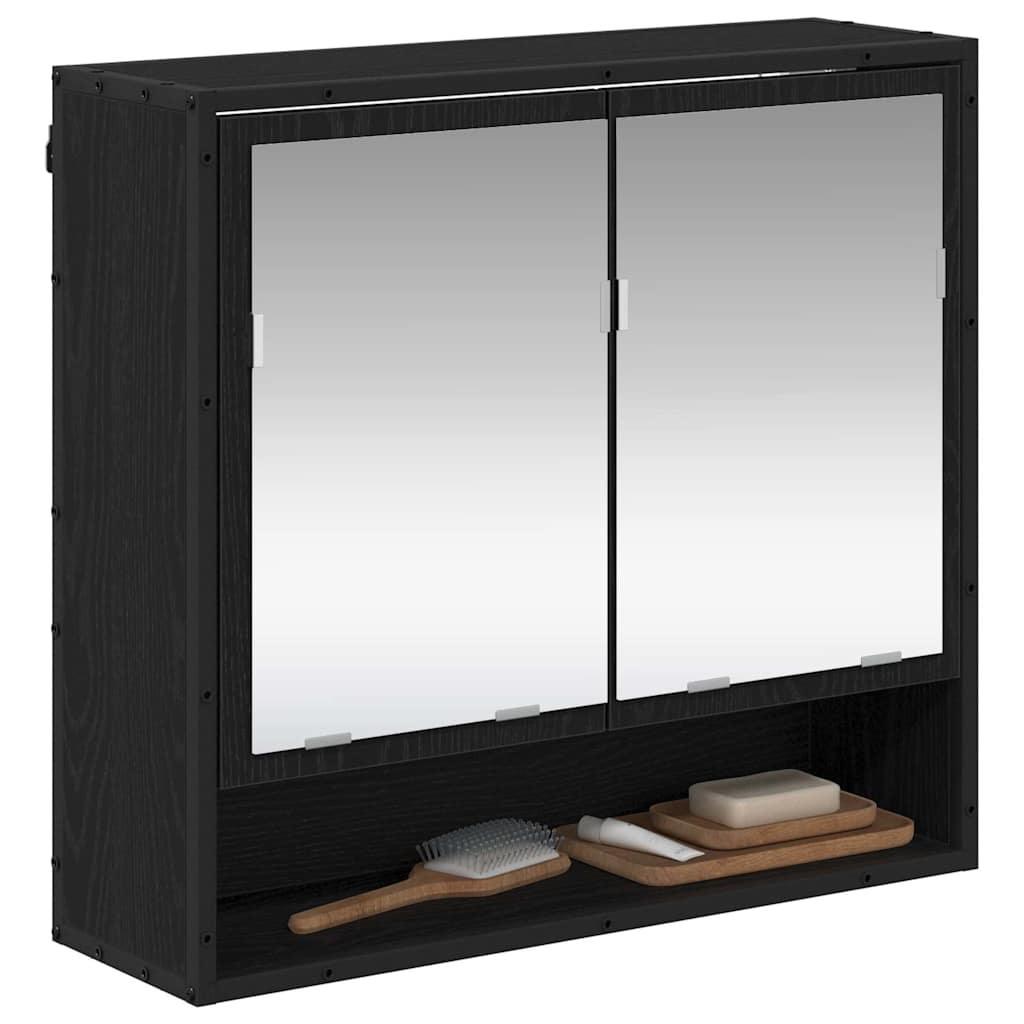 Badezimmer-Spiegelschrank Schwarz Eichen-Optik 65 x 20 x 60 cm