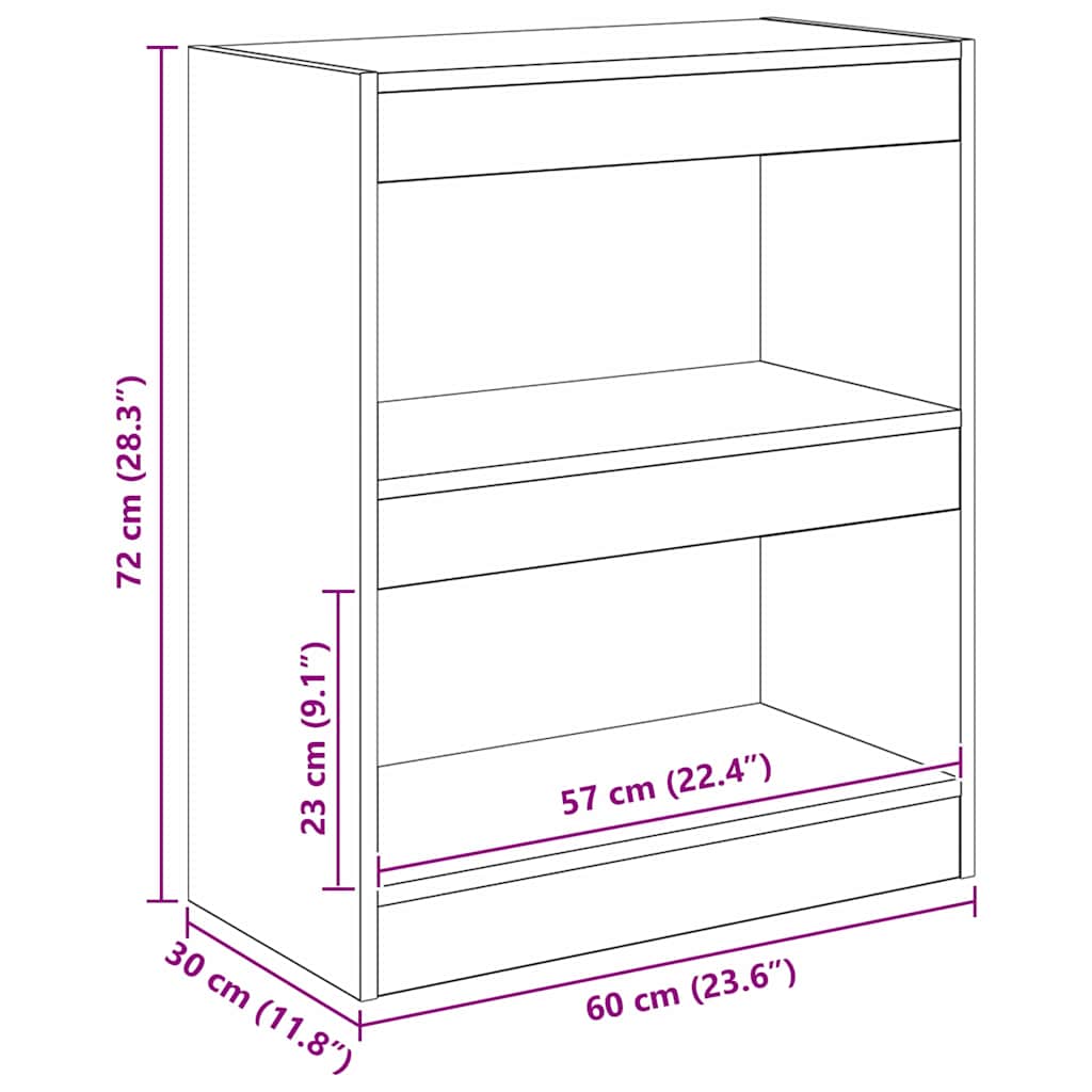 Bücherregal Artisan-Eiche 60 x 30 x 72 cm Holzwerkstoff