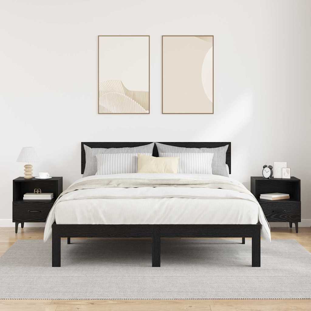 Nachttisch 2 pcs Schwarz Eichen-Optik 40 x 35 x 47,5 cm