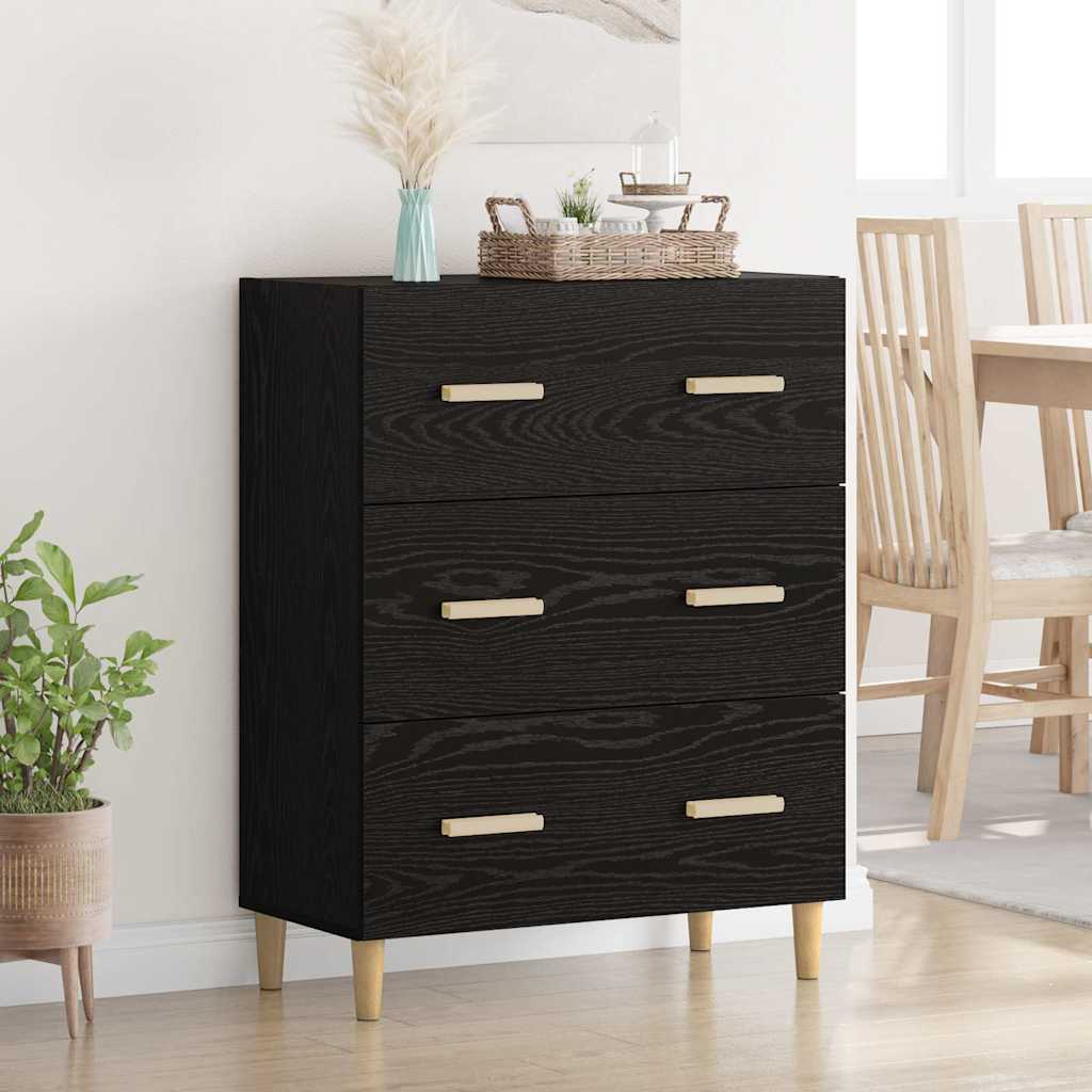Sideboard Schwarz Eichen-Optik 34 x 69.5 x 90 cm Holzwerkstoff