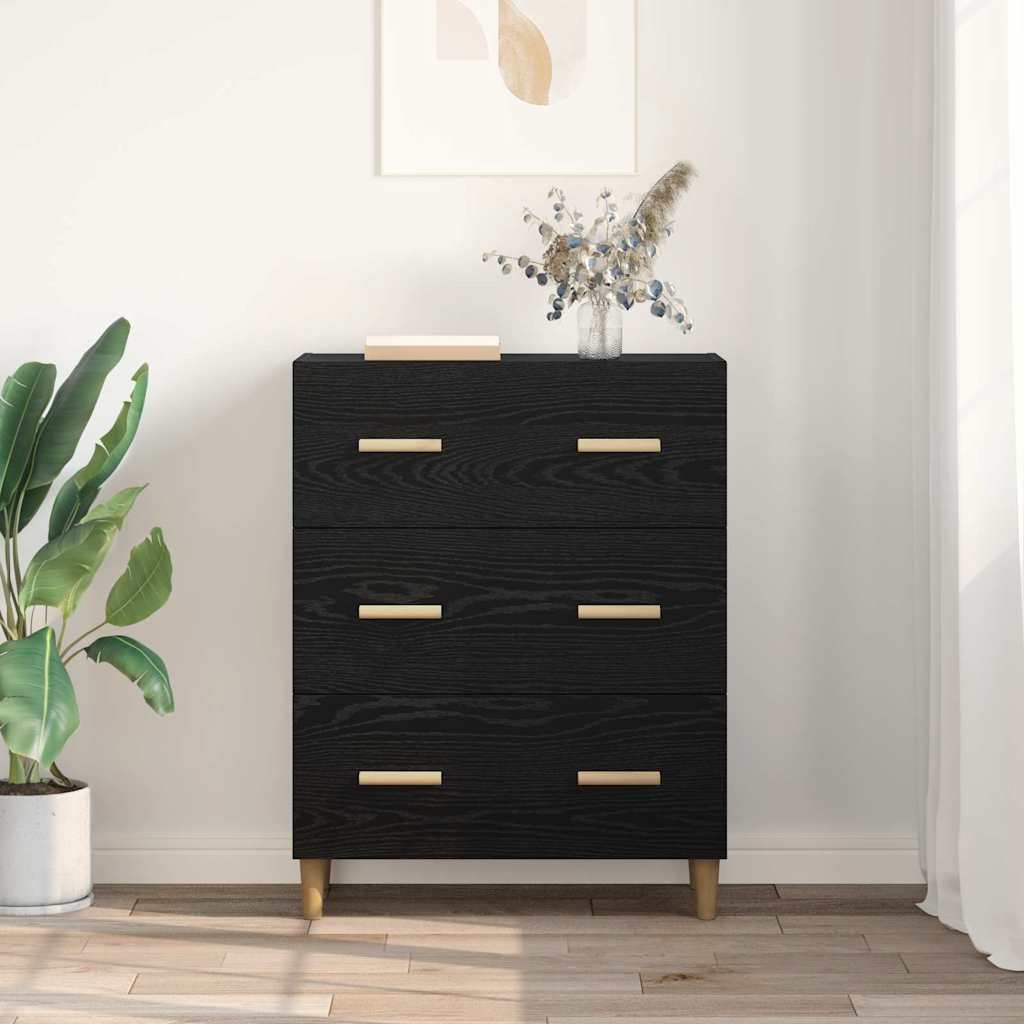 Sideboard Schwarz Eichen-Optik 34 x 69.5 x 90 cm Holzwerkstoff