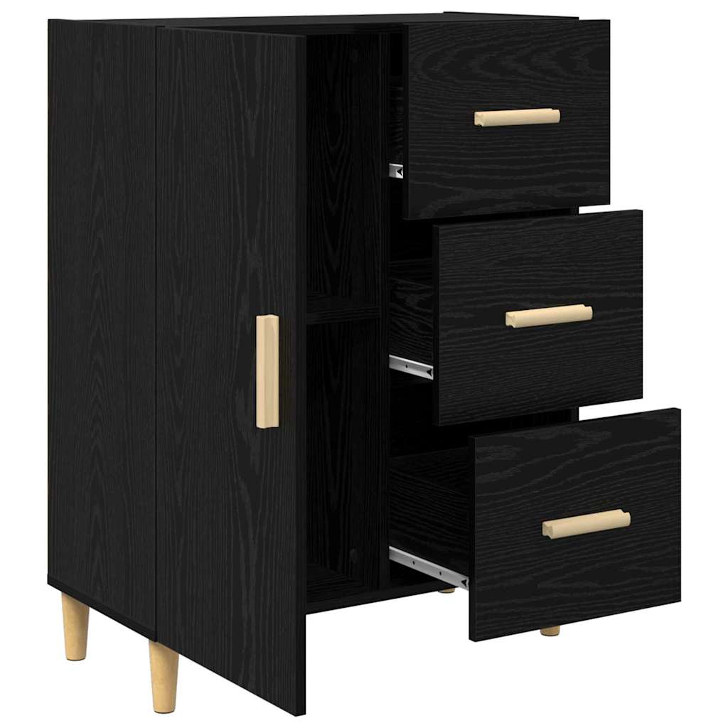 Sideboard Schwarz Eichen-Optik 34 x 69,5 x 90 cm Holzwerkstoff