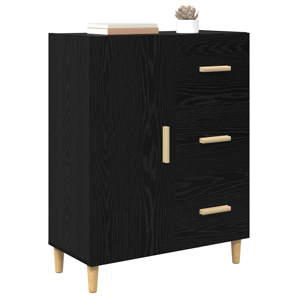 Sideboard Schwarz Eichen-Optik 34 x 69,5 x 90 cm Holzwerkstoff
