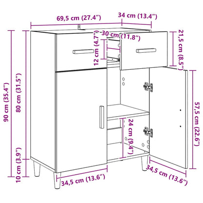 Sideboard Artisan-Eiche 34 x 69,5 x 89 cm Holzwerkstoff