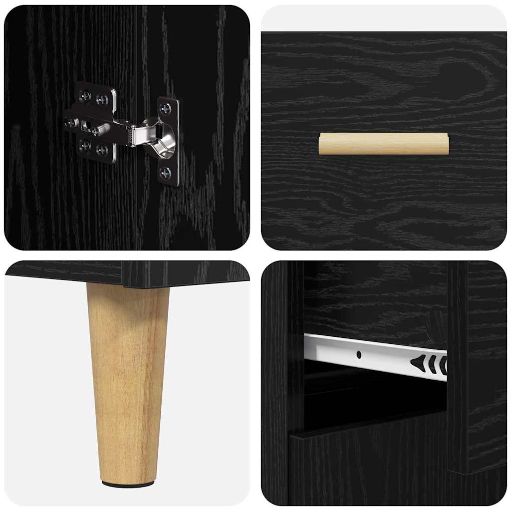 Sideboard Schwarz Eichen-Optik 34 x 69,5 x 89 cm Holzwerkstoff