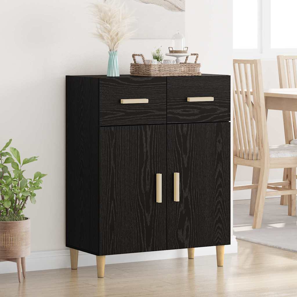 Sideboard Schwarz Eichen-Optik 34 x 69,5 x 89 cm Holzwerkstoff