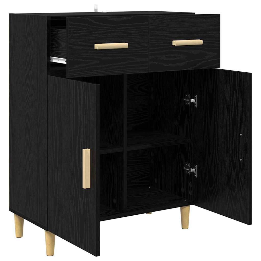 Sideboard Schwarz Eichen-Optik 34 x 69,5 x 89 cm Holzwerkstoff