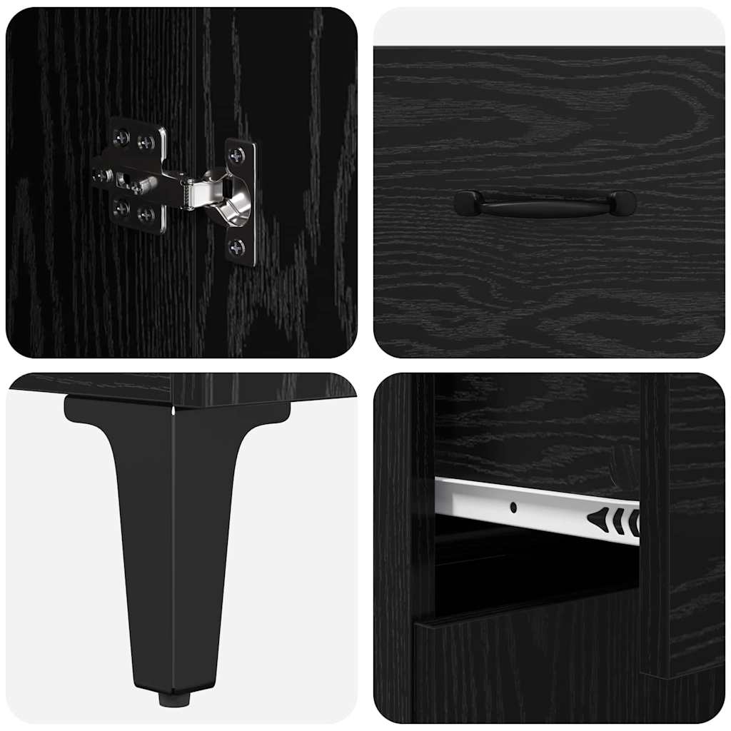 Sideboard Schwarz Eichen-Optik 34 x 69.5 x 90 cm Holzwerkstoff