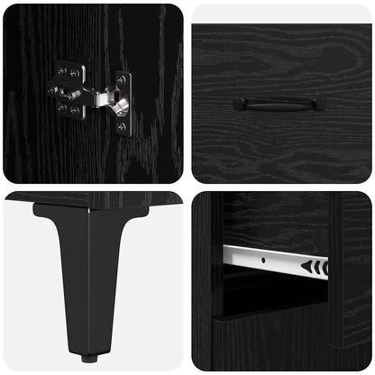 Sideboard Schwarz Eichen-Optik 34 x 69.5 x 90 cm Holzwerkstoff