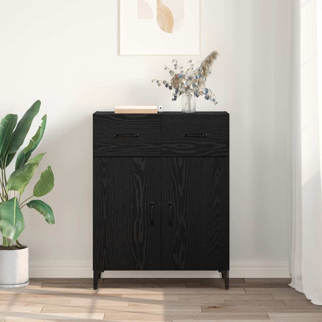 Sideboard Schwarz Eichen-Optik 34 x 69.5 x 90 cm Holzwerkstoff