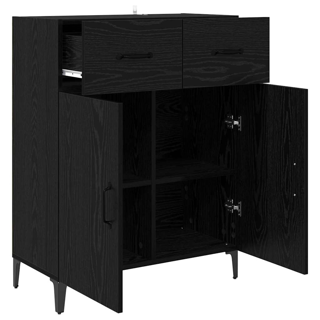Sideboard Schwarz Eichen-Optik 34 x 69.5 x 90 cm Holzwerkstoff