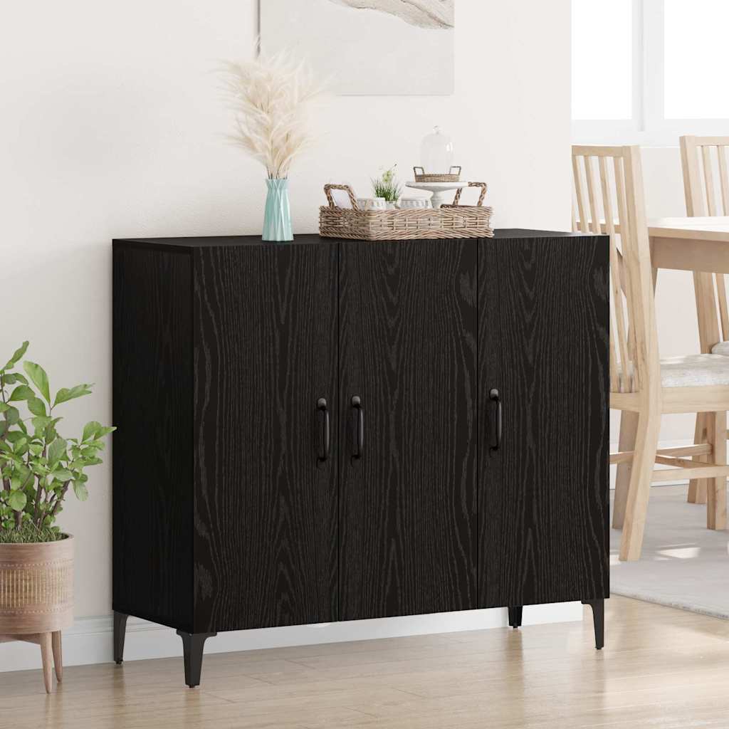 Sideboard Schwarz Eichen-Optik 34 x 90 x 80 cm Holzwerkstoff
