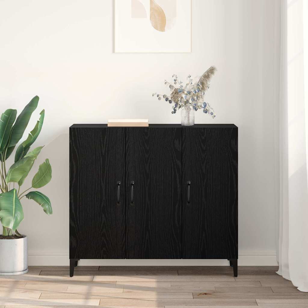 Sideboard Schwarz Eichen-Optik 34 x 90 x 80 cm Holzwerkstoff