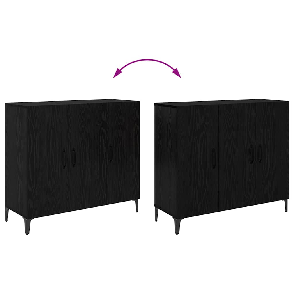 Sideboard Schwarz Eichen-Optik 34 x 90 x 80 cm Holzwerkstoff