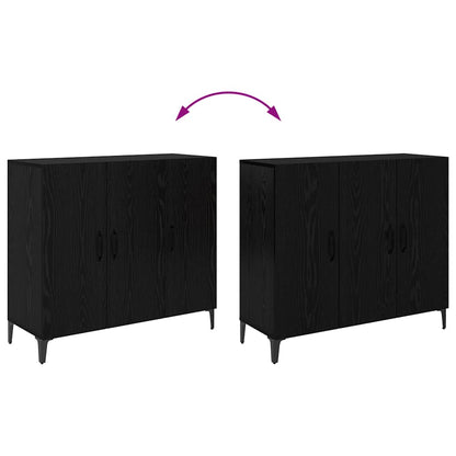 Sideboard Schwarz Eichen-Optik 34 x 90 x 80 cm Holzwerkstoff