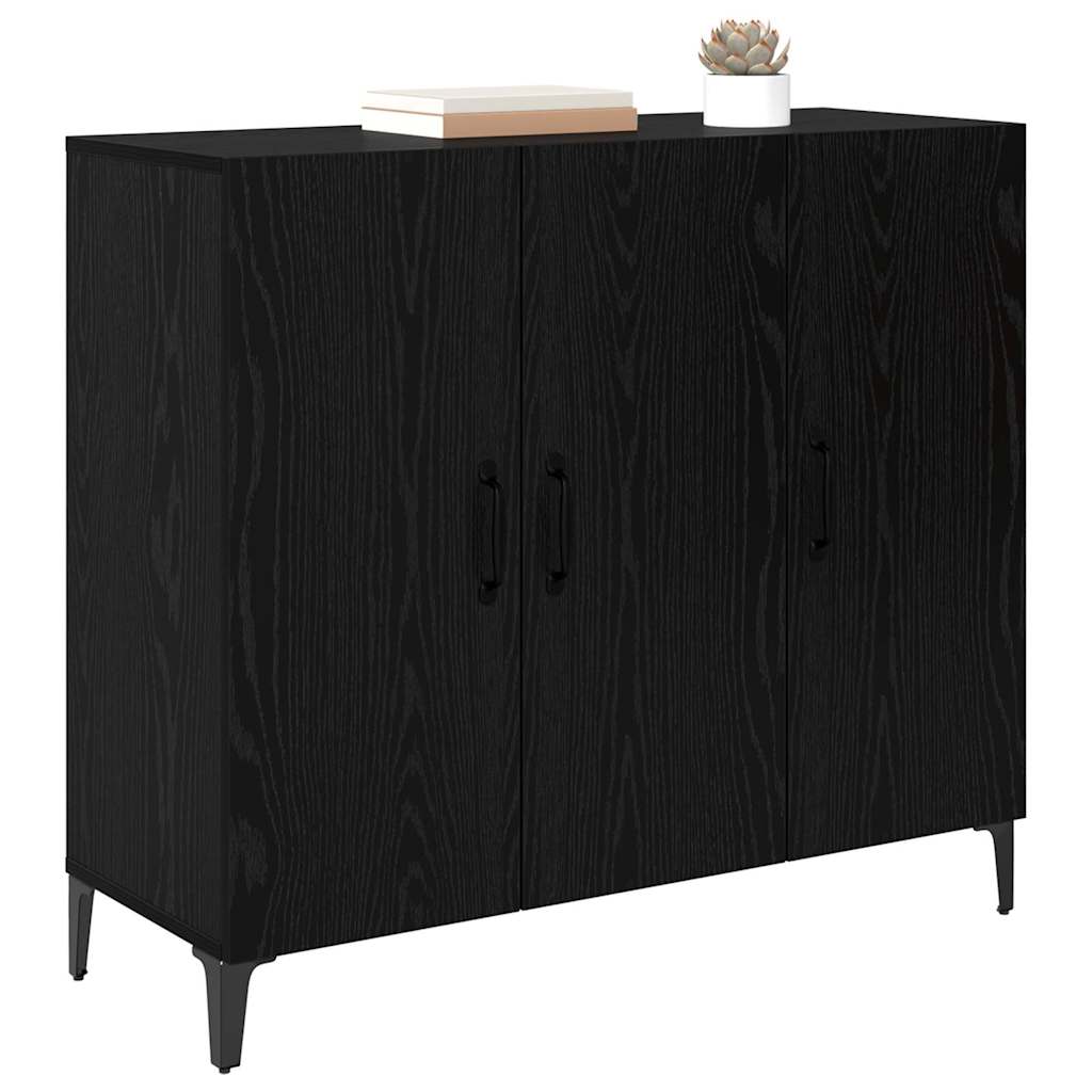 Sideboard Schwarz Eichen-Optik 34 x 90 x 80 cm Holzwerkstoff