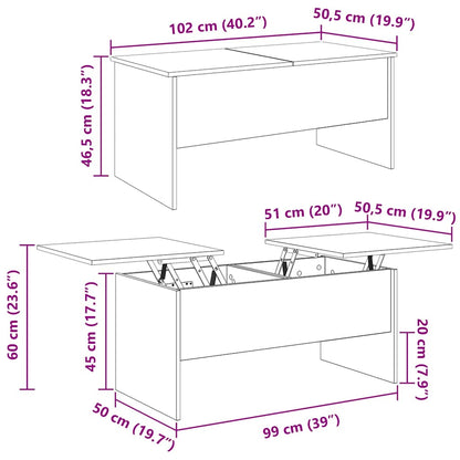 Couchtisch Artisan-Eiche 102 x 50,5 x 46,5 cm Holzwerkstoff