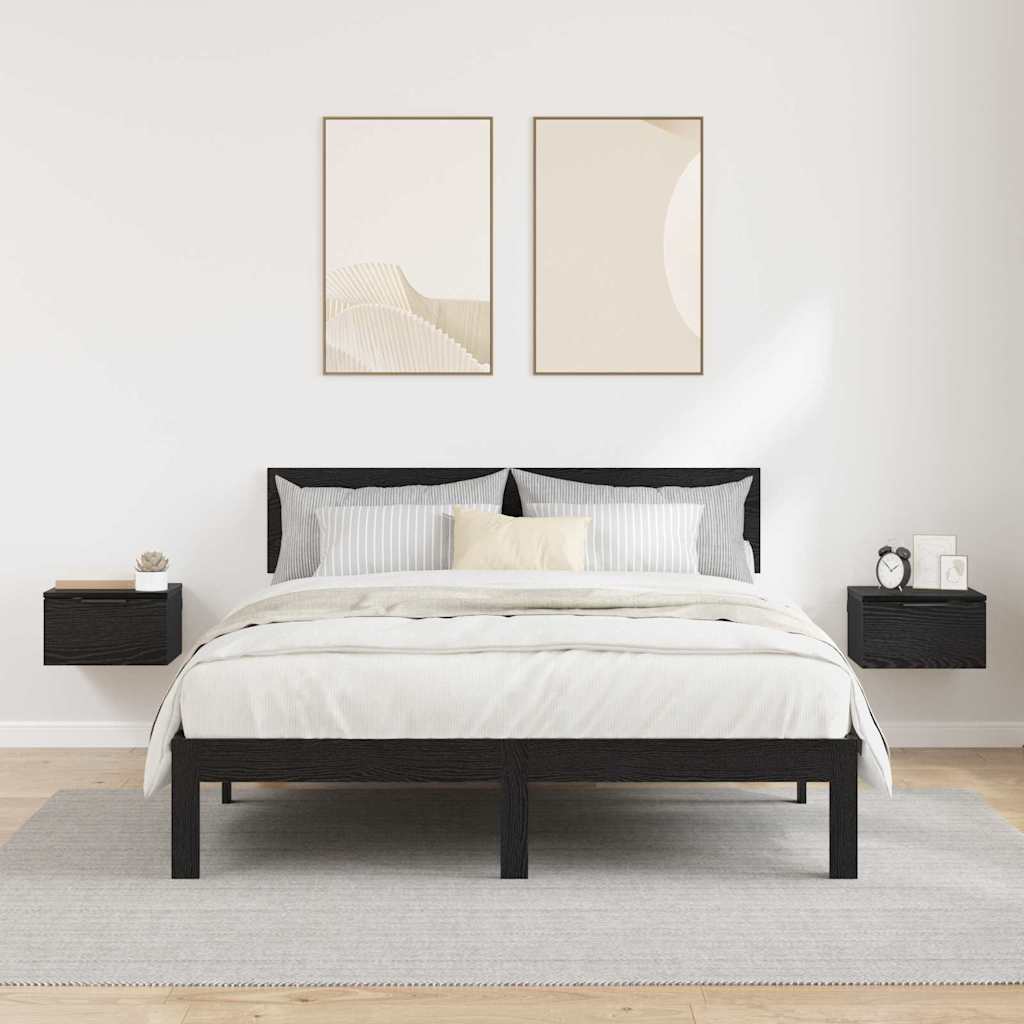 Nachttisch 2 pcs Schwarz Eichen-Optik 34 x 30 x 20 cm