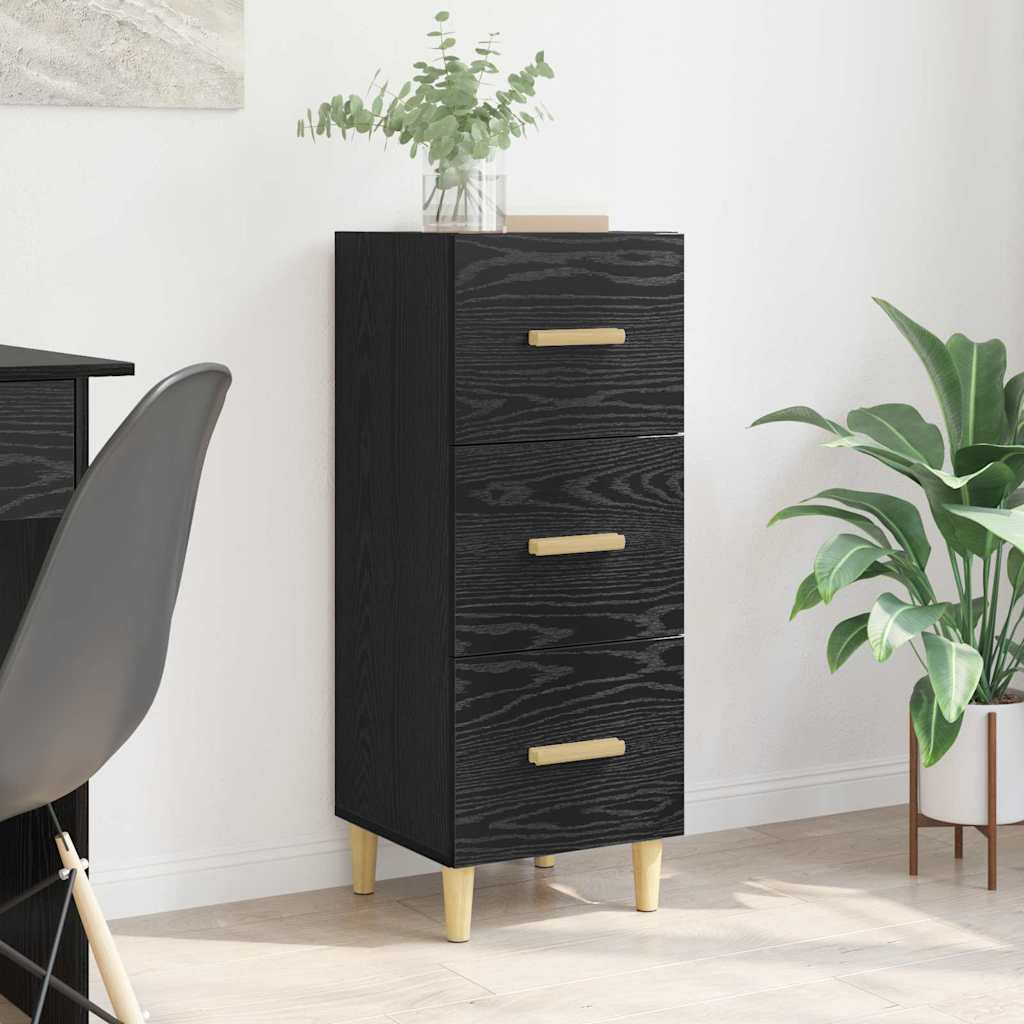 Sideboard Schwarz Eichen-Optik 34,5 x 34 x 90 cm Holzwerkstoff