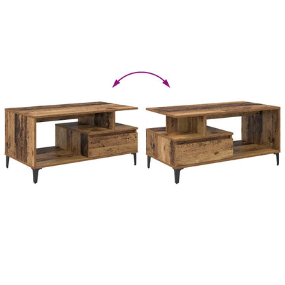 Couchtisch mit Schubladen Altholz 90 x 49 x 45 cm Holzwerkstoff